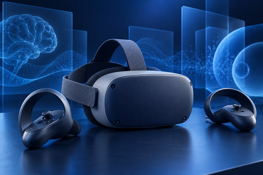 Virtual reality headset representing digital intervention research
