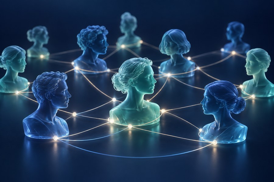 Conceptual illustration of social connections and friendship networks